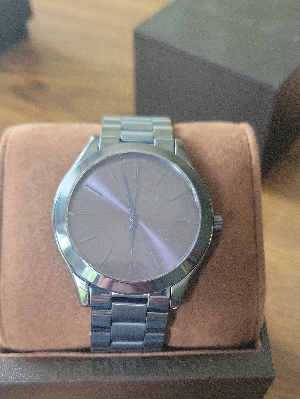 Michael Kors Stainless Steel Watch with Purple Dial